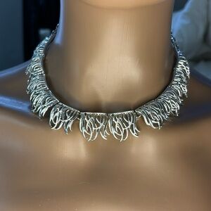 Vintage Coro Wave Flame Style, Silver Statement Necklace